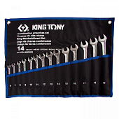 Набор комбинированных ключей, 6-19 мм, чехол из теторона, 14 предметов KING TONY 12D14MRN05