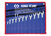 Набор комбинированных трещоточных ключей, 8-19 мм, чехол из теторона, 11 предметов KING TONY 14111MRN