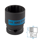 Головка торцевая ударная двенадцатигранная 1/2", 24 мм KING TONY 453024M