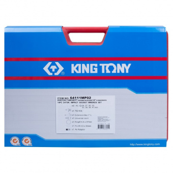Гайковерт пневматический ударный 3/4", 1085 Нм, с комплектом головок, 14 предметов KING TONY 64111MP02