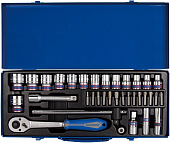 Набор торцевых головок с принадлежностями 1/2", двенадцатигранные, 10-32 мм, 35 предметов, в комплекте машинка KING TONY P4035MR01