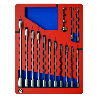 Набор комбинированных трещоточных ключей, 8-22 мм, ложемент, 17 предметов МАСТАК 5-21317