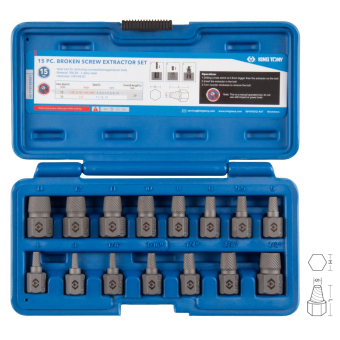 Набор экстракторов, 3-14 мм, 15 предметов, кейс KING TONY 11015SQ01