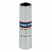 Головка свечная двенадцатигранная 1/2", 14 мм, L = 70 мм, резиновый фиксатор KING TONY 463014RC