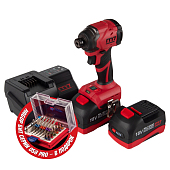 Аккумуляторный шуруповерт, ударный, 18 В, 4 предмета, кейс, в комплекте набор бит MIGHTY SEVEN DS-202AP