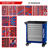 Набор инструментов "ЭКСПЕРТ 322" в синей тележке, 323 предмета МАСТАК 50-07322B
