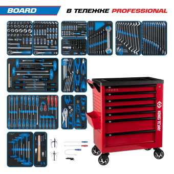 Набор инструментов "BOARD" в красной тележке, 325 предметов KING TONY 9G38-325MRVR