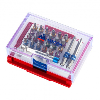 Набор вставок (бит) 1/4", TORX, HEX, PZ, PH, SLOT, 28 предметов МАСТАК 058-11028C